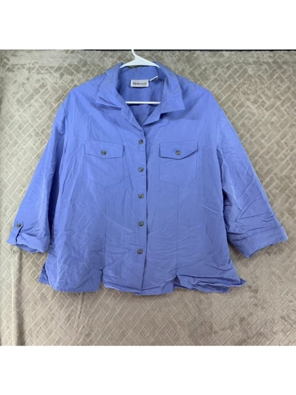 Apparenza Shirt Womens XL Long Sleeve Button Up Blue Relaxed Baggy Fit